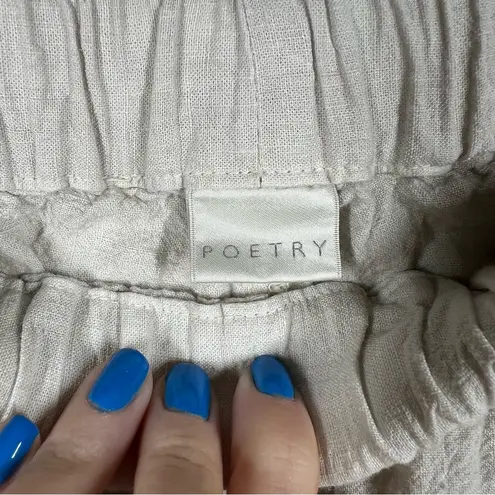 Poetry Cream High Rise Linen Pull On Tapered Pants