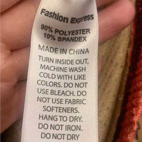 Fashion Express USA Women’s Serape Cheetah Medium Long Sleeve Shirt. 1979 Orange