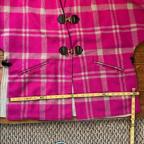 Vintage 70’s women’s rare Pioneer Wear Pink Plaid wool Women's Coat cape Tan Size L