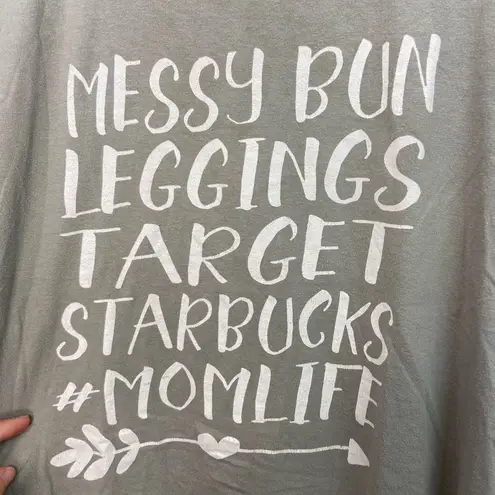 Anvil women’s gray white relaxed short sleeve coffee mom cotton casual tshirt L