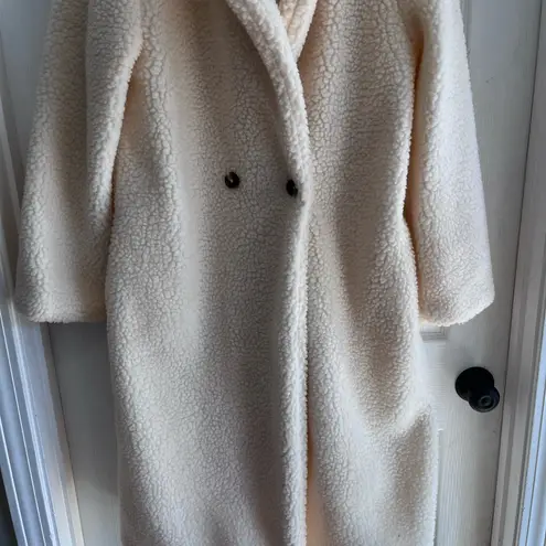 Women's Cream Teddy Coat Faux Sherpa Style Size Large