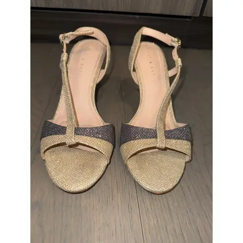 Kelly & Katie Size 7.5 Arinia Gold Sparkly Glitter Two-Tone Slingback Heels