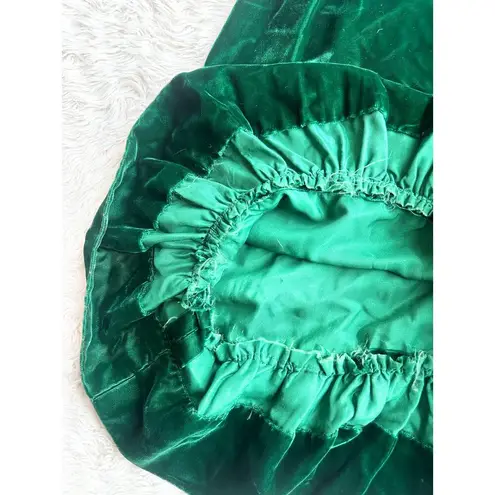 None Vintage 60's Deep Emerald Velvet Empire Waist Dress