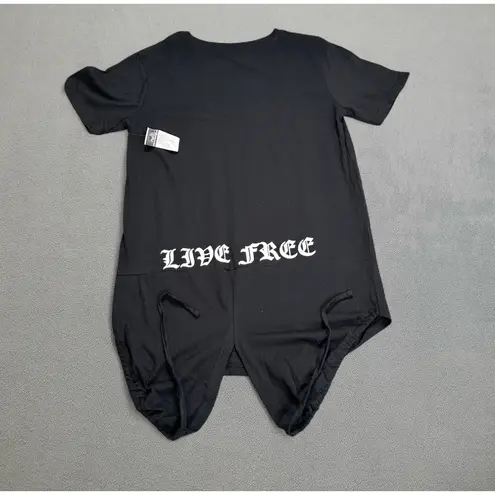 NWT Carbon Shirt S Womens Black Live Free With Back Bottom Shaping Straps Tee