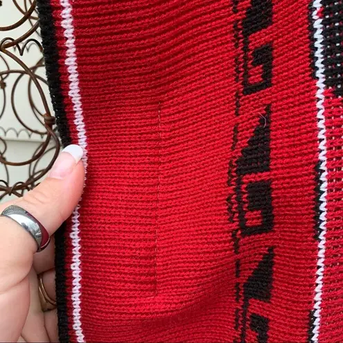 Vintage deer head fringe poncho knit sweater poncho Red Size L