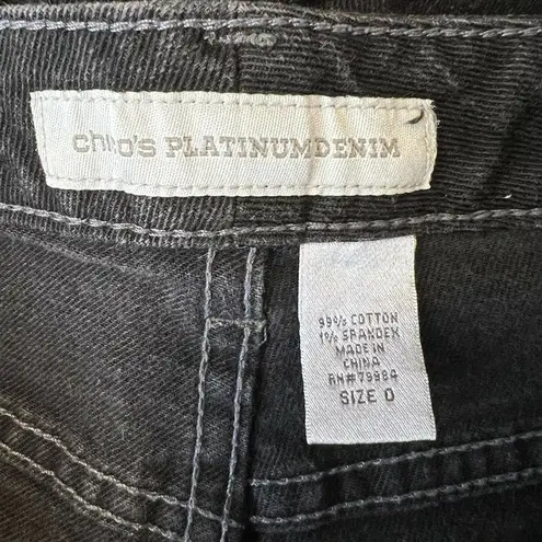 Chico's Chico’s Platinum Denim Black Cropped Jean Size 0 / Conventional Size Small (4)