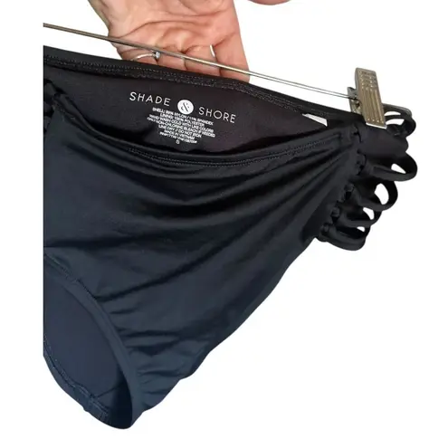 Shade & Shore  Women's small Knot Side High Waisted strappy black bikini bottoms​