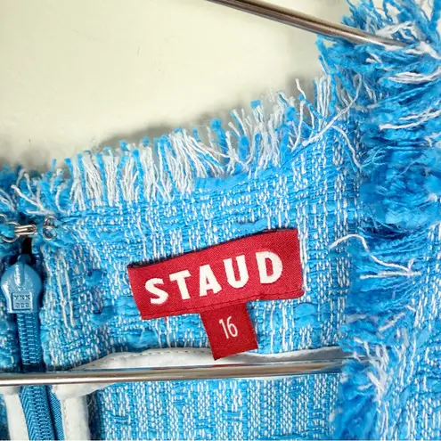 STAUD Blue Tweed Sleeveless Mini Dress