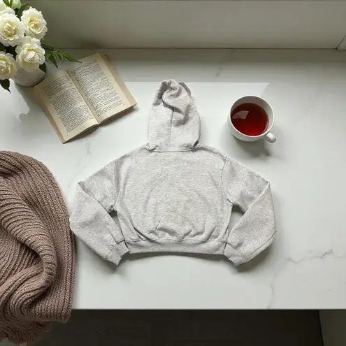 Refuge Athletics Gray New York 1991 Cropped Zip Up Hoodie Size L Athleisure Size L