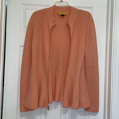 St. John Peach Zip front swing cardigan sweater