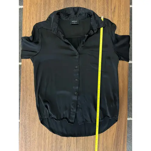 Bardot Lena Satin Shirt Blouse Long Sleeve In Black Size Medium