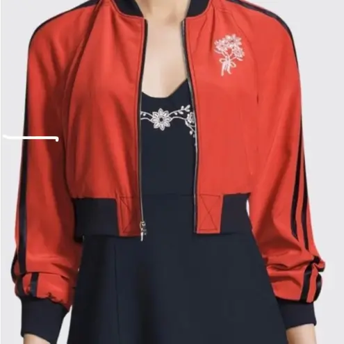 Cinq À Sept Red Embroidered Bomber Jacket (see photos)