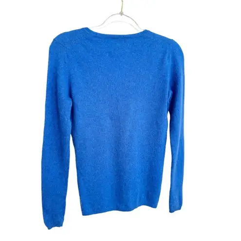 Luna Marina women's size M long sleeve v-neck sweater Blue 100% 2-ply cashmere