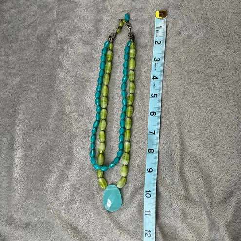 Fashion‎ Necklace Teal & Lime Small Pendant Green