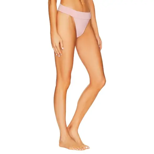 We Wore What Cheeky High Leg Bikini Bottom in Solid Baby Pink Medium New Womens