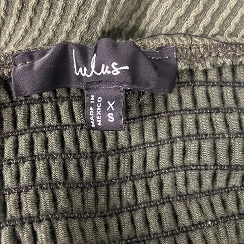 Lulus Social Calendar Olive Green Crinkled Ribbed Knit Jogger Jumpsuit Size XS