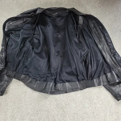 Womens Leather Motorcycle Jacket 3XL Black Vented Gusset Zip Up Biker Riding Size undefined