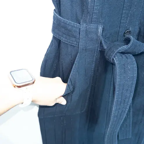 Etcetera Black Metallic Stripe Sleeveless Blazer Dress Size 8