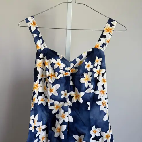 Royal Hawaiian Creations Vintage Floral Plumeria Dress Sleeveless Blue size S