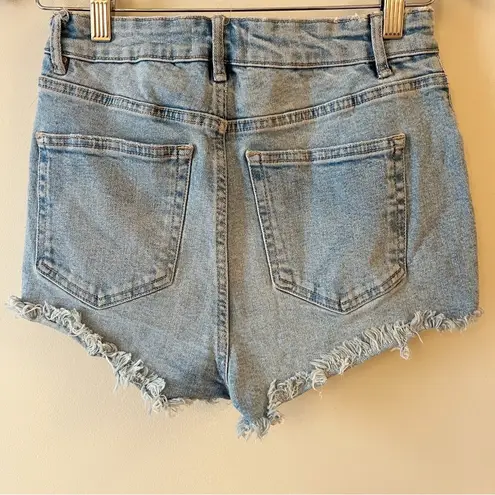 ZARA  High Rise Cut Off Jean Shorts Size 6 Distressed Light Blue Wash