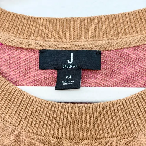 Jason Wu Womens Sweater Size M Brown Floral Crew Neck Cozy Preppy Artsy Minimal