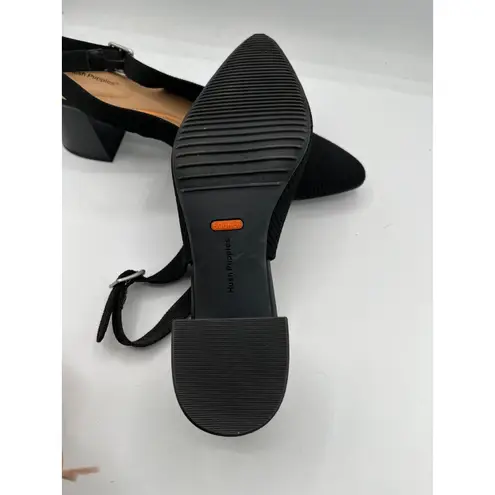 Hush Puppies Black Knit Slingback Heels Block Heel Pointed Toe Women Shoes