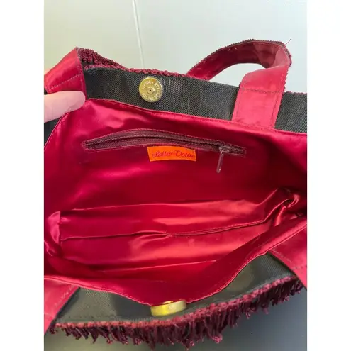 Lottie Dottie Women's Vintage Burgundy Fringe Purse, Handbag, Shoulder Bag