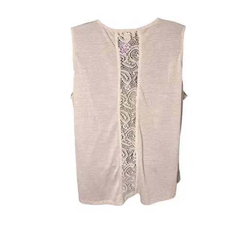 One World Tank Lace Back Tie Dye American Flag 4th of July Boho Ivory 1X