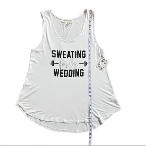 LDLA Bridal Sweating For The Wedding White & Silver Metallic Barbell Tank Top XL