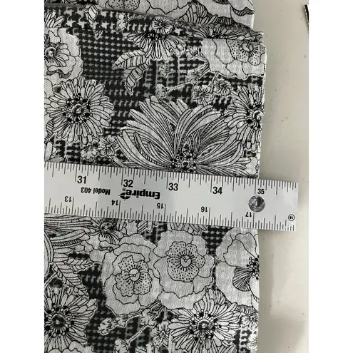 Brooks Brothers Black White Houndstooth Floral Print Knee Length Shift Dress 6