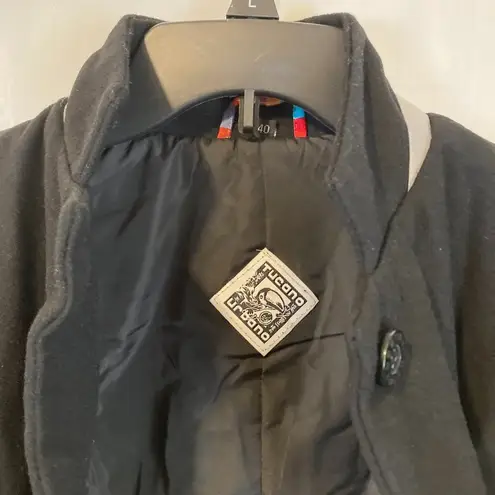 Tuscano Urbano women's size 40 IT thermal wool blend windproof long moto jacket Black