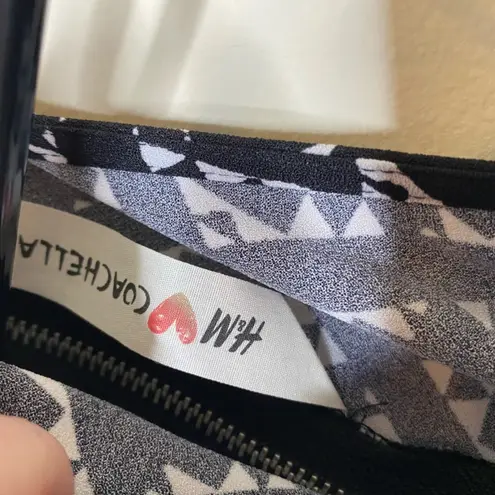 H&M Y2K  Coachella Maxi Dress Fringe Geometric Print Black White Womens Size XS