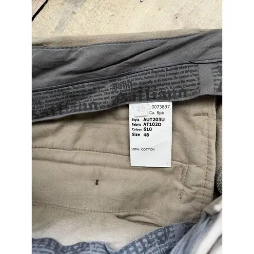 John Galliano Mid Rise Straight Leg Cotton Trouser Pants Womens Size 32 Tan