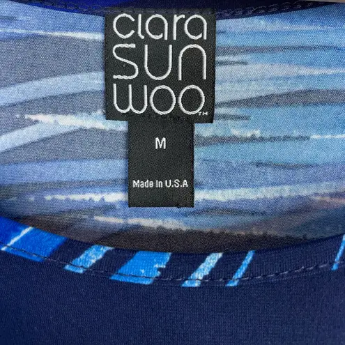 Clara Sunwoo Sun Woo Navy Blue Tropical Kerchief Angle Hem Tunic Top Travel M Size M