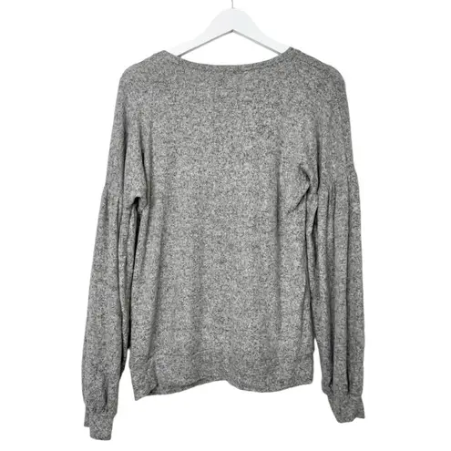 Lord and Taylor Women's Round Neck Long Bishop Sleeve Sweater Grey Size Medium