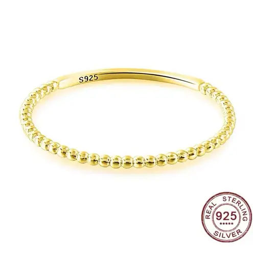 Boutique NEW Dainty 14k Gold Plated S925 Bead Ball Ring, Jewelry, Size 7