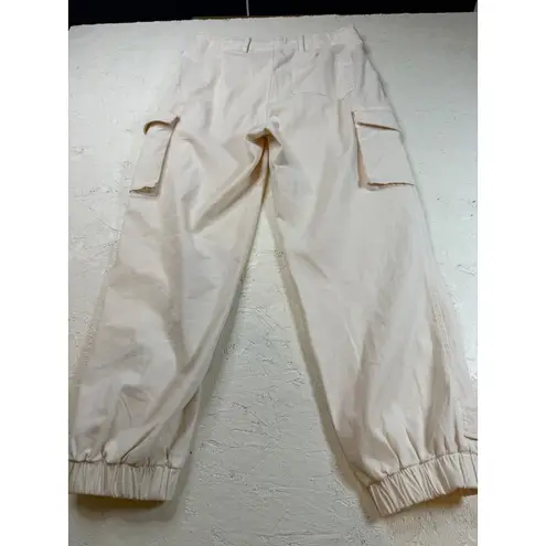 MONROW Cream Beige Cargo Pants Size S Womens Casual Joggers Cotton Blend Tan