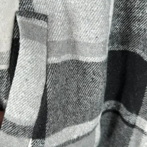 Gray Black White Checked Pattern Duster Coat Cardigan Size 0XL