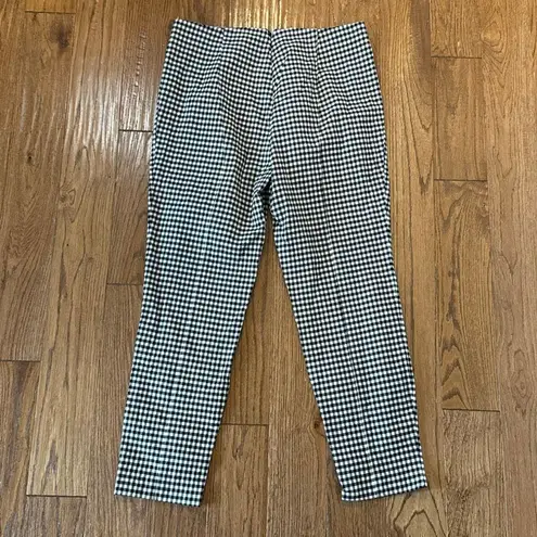 Veronica Beard black and white gingham cropped seam front pant 8