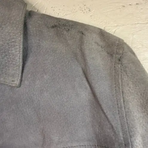 AMI Womens Gray Suede Leather Button Down Jacket Size Medium