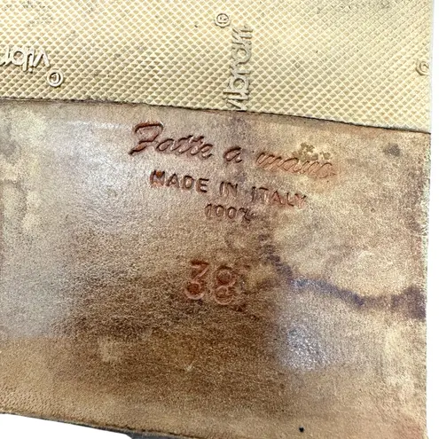 Henry Cuir Slide Sandals Leather‎ Woven Rattan Beaded Tan Brown Size 38 US 8 thumbnail 12