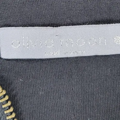 Olivia Moon Jacket Womens Medium Black Paisley Damask Lace Zip Up Lined