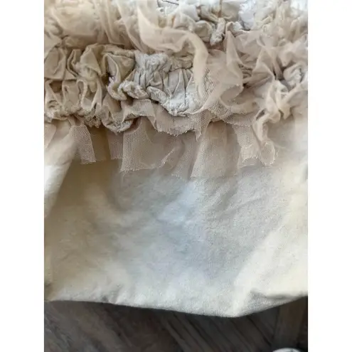 Charlotte Russe  Y2K Cream 100% Cotton Canvas Handbag Shoulder Purse Ruffle Boho