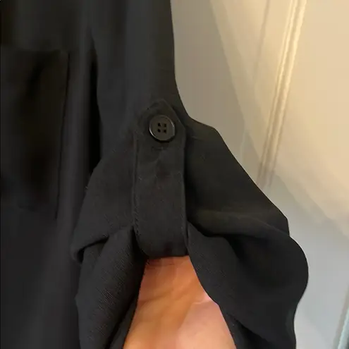 Mittoshop Black Blouse with V-neck and 3/4 Sleeves