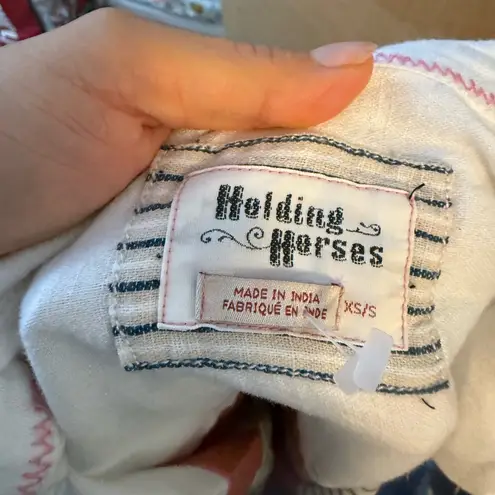 Holding Horses Anthropologie Cotton Striped Oversized Coastal Button Down