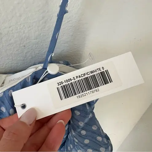 NWT JONATHAN SIMKHAI Silk Naomi Polka Dot Midi Dress Blue Size 4