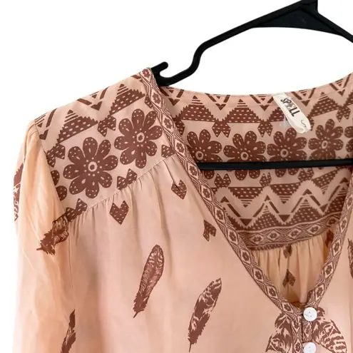 Spell & the Gypsy Bohemian Feather Skull Print Romper Brown