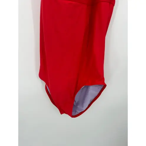 prAna Women Size Medium Red One Piece Swimsuit V Neck Halter Neck Cut Out Back