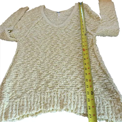 Free People  Songbird Slub Sweater Butter Yellow Loose Knit Oversized Womens XS