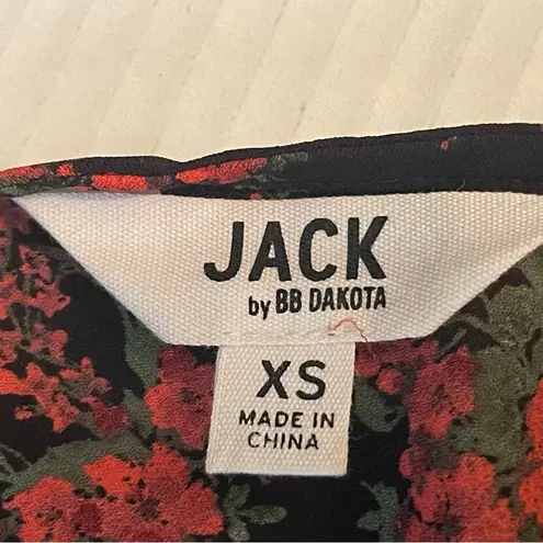 Jack by BB Dakota Jack Red Black Floral Ruffled Jumpsuit Size XS